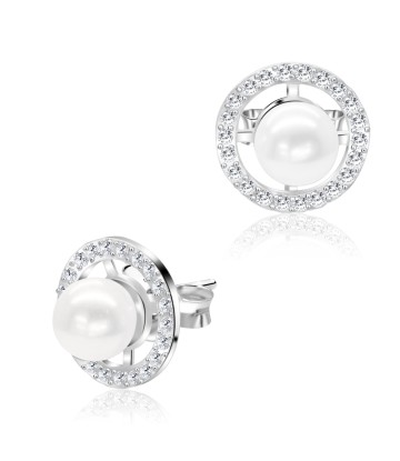 Pearl Circle Designed Silver Stud Earring STS-4879